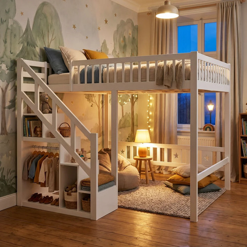Solid wood loft bed single - bed,