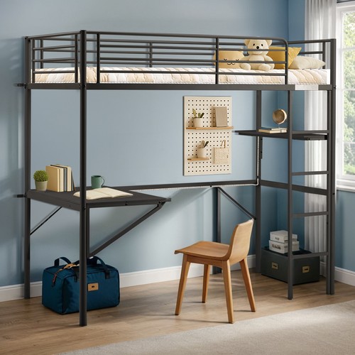 Single solid metal loft - metal, bed