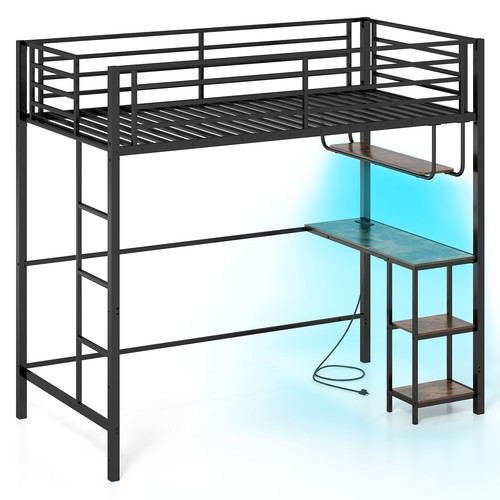 Metal loft bed frame with - bed,