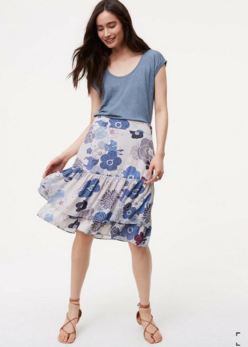 Loft floral tiered hem - loft, skirt