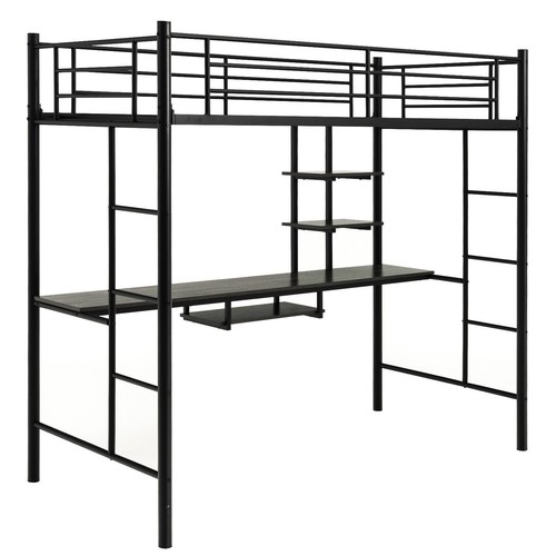 Single metal loft bed - metal, frame